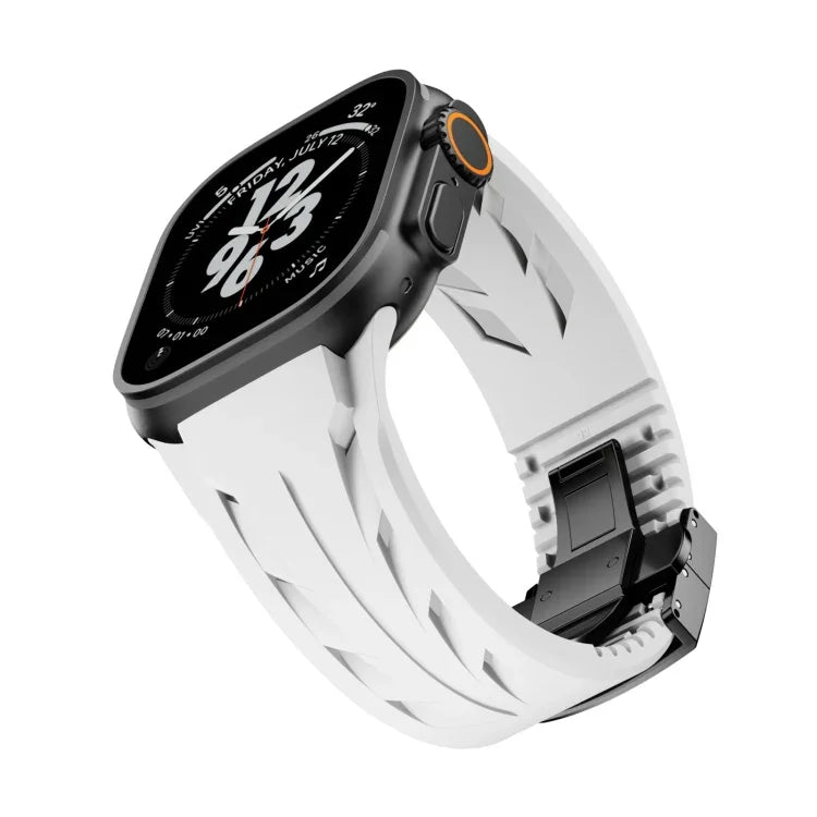 สายรัดนาฬิกาซิลิโคนหัวเข็มขัดผีเสื้อสแตนเลสสีดำ Tailor สำหรับ Apple Watch 44 มม. / 45 มม. / 46 มม. / 49 มม.