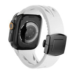 สายรัดนาฬิกาซิลิโคนหัวเข็มขัดผีเสื้อสแตนเลสสีดำ Tailor สำหรับ Apple Watch 44 มม. / 45 มม. / 46 มม. / 49 มม.