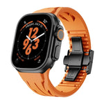 สายรัดนาฬิกาซิลิโคนหัวเข็มขัดผีเสื้อสแตนเลสสีดำ Tailor สำหรับ Apple Watch 44 มม. / 45 มม. / 46 มม. / 49 มม.