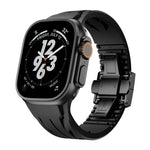 สายรัดนาฬิกาซิลิโคนหัวเข็มขัดผีเสื้อสแตนเลสสีดำ Tailor สำหรับ Apple Watch 44 มม. / 45 มม. / 46 มม. / 49 มม.
