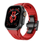 สายรัดนาฬิกาซิลิโคนหัวเข็มขัดผีเสื้อสแตนเลสสีดำ Tailor สำหรับ Apple Watch 44 มม. / 45 มม. / 46 มม. / 49 มม.