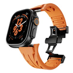 สายรัดนาฬิกาซิลิโคนหัวเข็มขัดผีเสื้อสแตนเลสสีดำ Tailor สำหรับ Apple Watch 44 มม. / 45 มม. / 46 มม. / 49 มม.