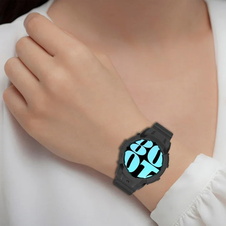ชุดสายรัดนาฬิกาซิลิโคน Armor พร้อมเคส สำหรับ Samsung Galaxy Watch 7 44 มม., สำหรับ Samsung Galaxy Watch 7 40 มม.