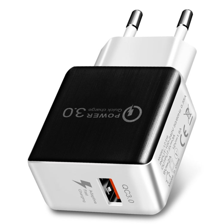 ที่ชาร์จเร็ว 1USB QC 3.0 แบบดึงสาย ปลั๊ก EU สีดำ สีขาว