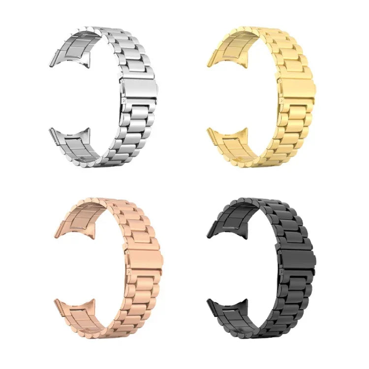 สายรัดข้อมือโลหะสแตนเลสพับสามเม็ดแบบบัคเคิลรวม สำหรับ Google Pixel Watch 4 / Watch 3 45mm
