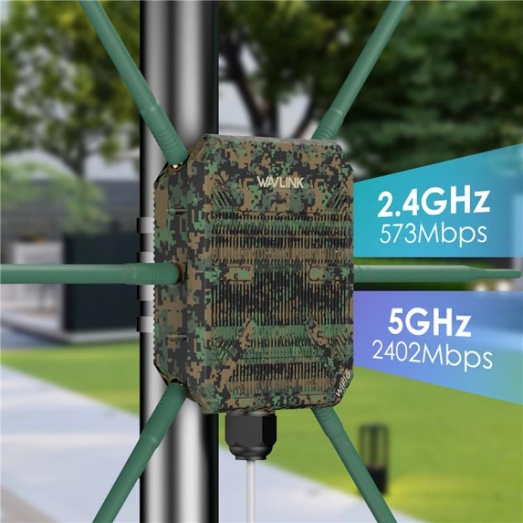 WAVLINK WN588HX3 AX3000 ตัวขยายสัญญาณ WiFi กลางแจ้งพร้อมเสาอากาศ 6 เสา สองย่านความถี่ WiFi รีพีตเตอร์, ปลั๊ก US, ปลั๊ก EU, ปลั๊ก UK, ปลั๊ก AU