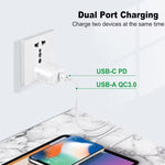 ที่ชาร์จ PD31 30W USB-C / Type-C + USB-A พร้อมสายข้อมูล 2-in-1 Type-C+8 Pin ปลั๊ก EU, ปลั๊ก EU + สายข้อมูล 2-in-1