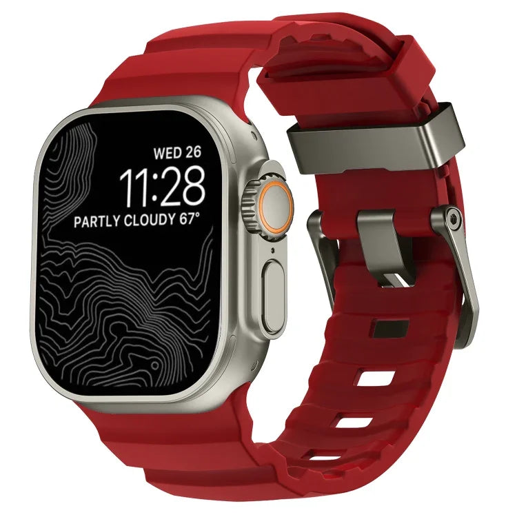สายรัดนาฬิกาซิลิโคนหนาหัวเข็มขัดสีเทา Wild Path สำหรับ Apple Watch 46 มม. / 49 มม. / 45 มม. / 44 มม.
