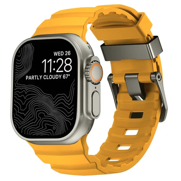 สายรัดนาฬิกาซิลิโคนหนาหัวเข็มขัดสีเทา Wild Path สำหรับ Apple Watch 46 มม. / 49 มม. / 45 มม. / 44 มม.