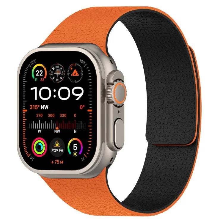 สายรัดนาฬิกาซิลิโคนแม่เหล็กลายลิ้นจี่ สำหรับ Apple Watch 46 มม. / 49 มม. / 45 มม. / 44 มม. และ Apple Watch 42 มม. / 41 มม. / 40 มม. / 38 มม.