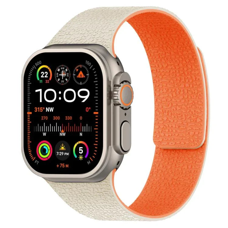 สายรัดนาฬิกาซิลิโคนแม่เหล็กลายลิ้นจี่ สำหรับ Apple Watch 46 มม. / 49 มม. / 45 มม. / 44 มม. และ Apple Watch 42 มม. / 41 มม. / 40 มม. / 38 มม.