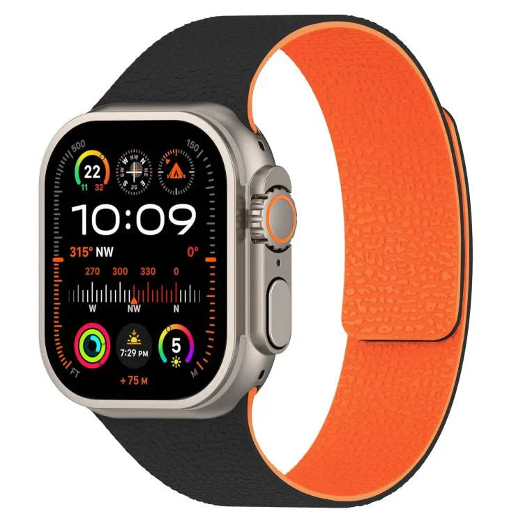 สายรัดนาฬิกาซิลิโคนแม่เหล็กลายลิ้นจี่ สำหรับ Apple Watch 46 มม. / 49 มม. / 45 มม. / 44 มม. และ Apple Watch 42 มม. / 41 มม. / 40 มม. / 38 มม.