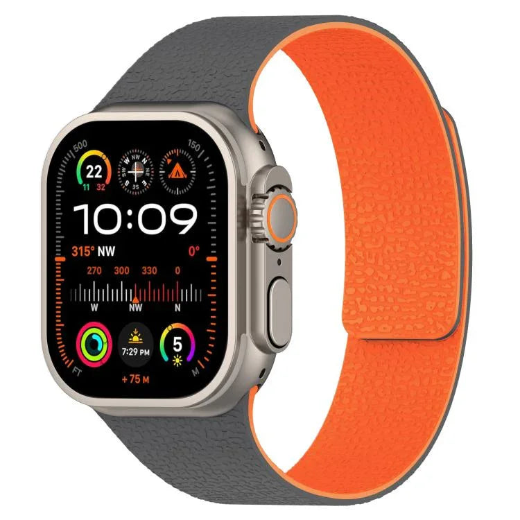 สายรัดนาฬิกาซิลิโคนแม่เหล็กลายลิ้นจี่ สำหรับ Apple Watch 46 มม. / 49 มม. / 45 มม. / 44 มม. และ Apple Watch 42 มม. / 41 มม. / 40 มม. / 38 มม.