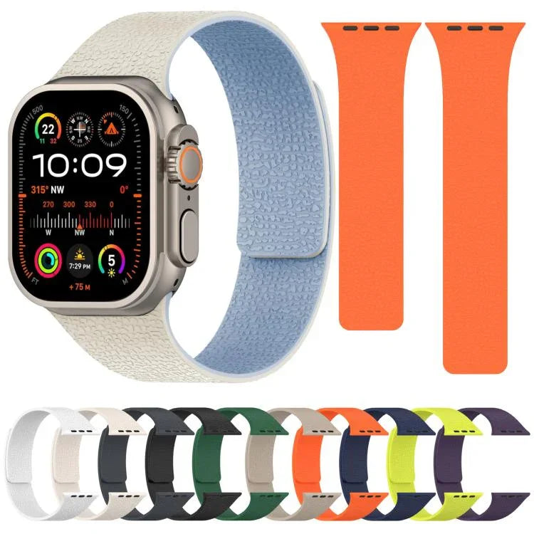 สายรัดนาฬิกาซิลิโคนแม่เหล็กลายลิ้นจี่ สำหรับ Apple Watch 46 มม. / 49 มม. / 45 มม. / 44 มม. และ Apple Watch 42 มม. / 41 มม. / 40 มม. / 38 มม.