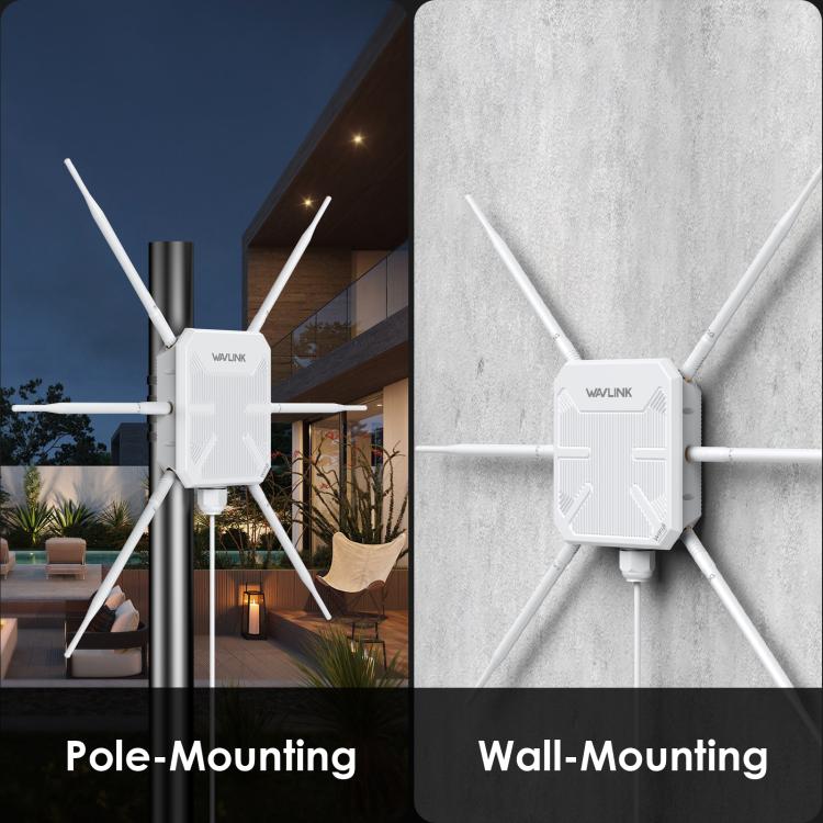 WAVLINK WN588HX3 AX3000 ตัวขยายสัญญาณ WiFi กลางแจ้งพร้อมเสาอากาศ 6 ต้น Dual Band WiFi Repeater ปลั๊ก US, UK, EU, AU