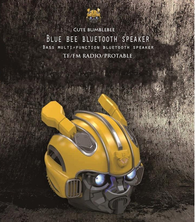 ลำโพงบลูทูธ 5.0 ลายการ์ตูน Bumblebee รองรับ TF, ฟังก์ชัน FM วัสดุโลหะ