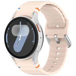 สายรัดนาฬิกาซิลิโคนลายคลื่นเย็บหัวเข็มขัดเงิน สำหรับ Samsung Galaxy Watch 7 40 / 44mm