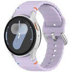 สายรัดนาฬิกาซิลิโคนลายคลื่นเย็บหัวเข็มขัดเงิน สำหรับ Samsung Galaxy Watch 7 40 / 44mm
