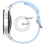 สายรัดนาฬิกาซิลิโคนลายคลื่นเย็บหัวเข็มขัดเงิน สำหรับ Samsung Galaxy Watch 7 40 / 44mm