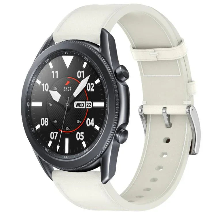 สายรัดนาฬิกาหนังขนาด 22 มม. พร้อมปุ่มกด สำหรับ Samsung Galaxy Watch3 45mm