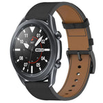 สายรัดนาฬิกาหนังขนาด 22 มม. พร้อมปุ่มกด สำหรับ Samsung Galaxy Watch3 45mm