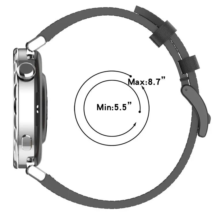 สายรัดนาฬิกาหนังขนาด 22 มม. พร้อมปุ่มกด สำหรับ Samsung Galaxy Watch3 45mm