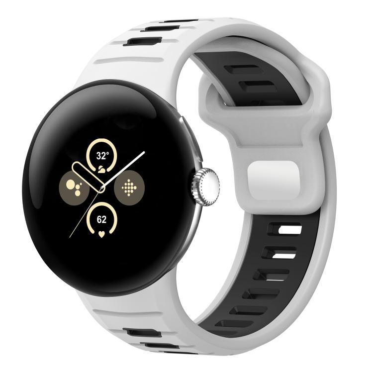 สายรัดนาฬิกาซิลิโคนสองสีแบบหัวเข็มขัดกลับด้าน สำหรับ Google Pixel Watch 4 / Watch 3 45mm