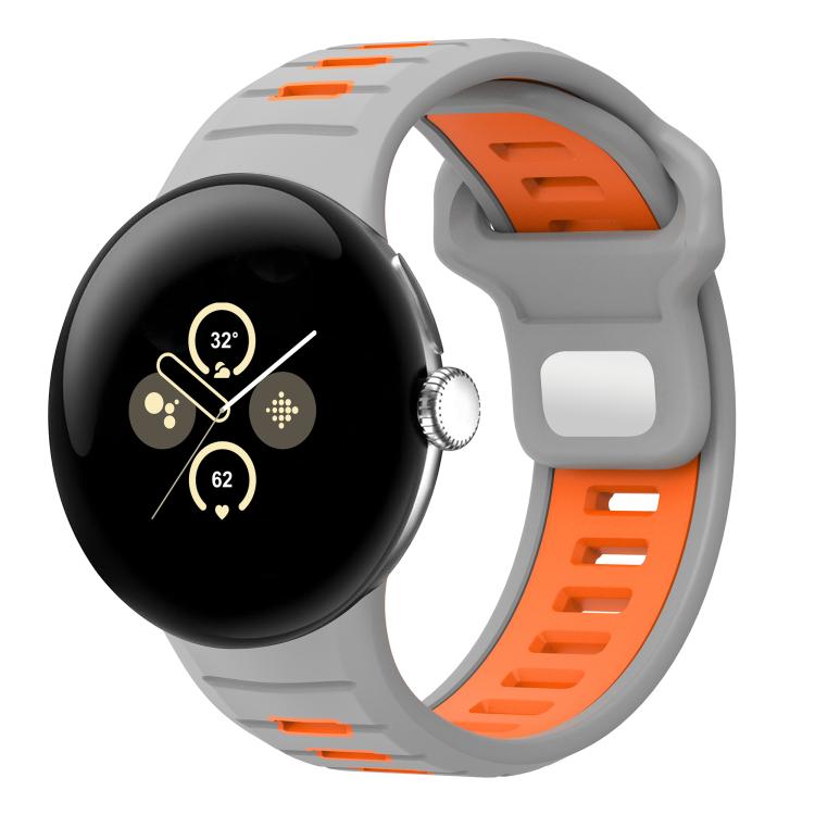 สายรัดนาฬิกาซิลิโคนสองสีแบบหัวเข็มขัดกลับด้าน สำหรับ Google Pixel Watch 4 / Watch 3 45mm