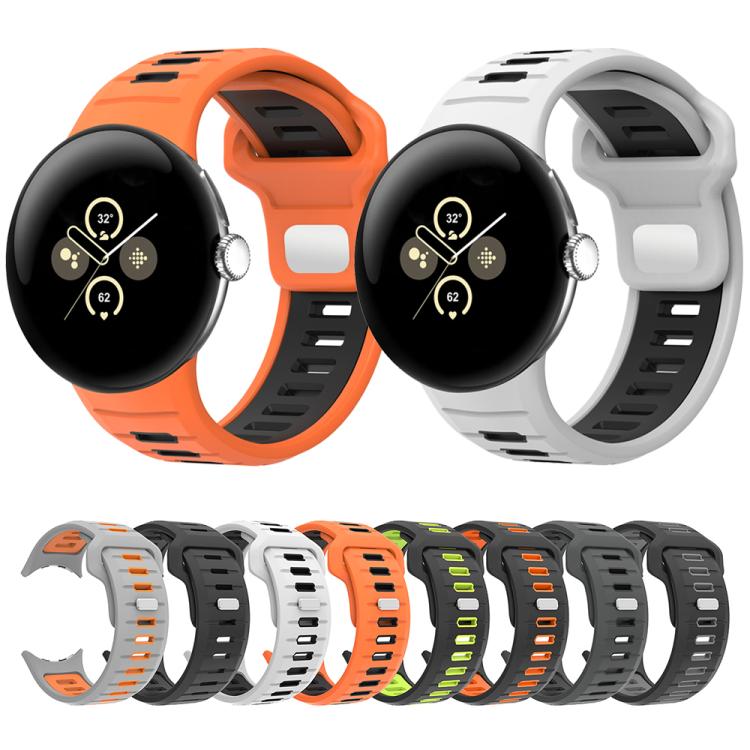 สายรัดนาฬิกาซิลิโคนสองสีแบบหัวเข็มขัดกลับด้าน สำหรับ Google Pixel Watch 4 / Watch 3 45mm