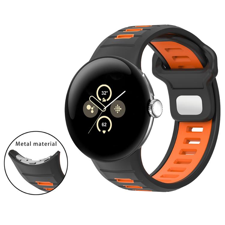 สายรัดนาฬิกาซิลิโคนสองสีแบบหัวเข็มขัดกลับด้าน สำหรับ Google Pixel Watch 4 / Watch 3 45mm
