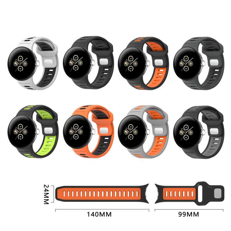 สายรัดนาฬิกาซิลิโคนสองสีแบบหัวเข็มขัดกลับด้าน สำหรับ Google Pixel Watch 4 / Watch 3 45mm