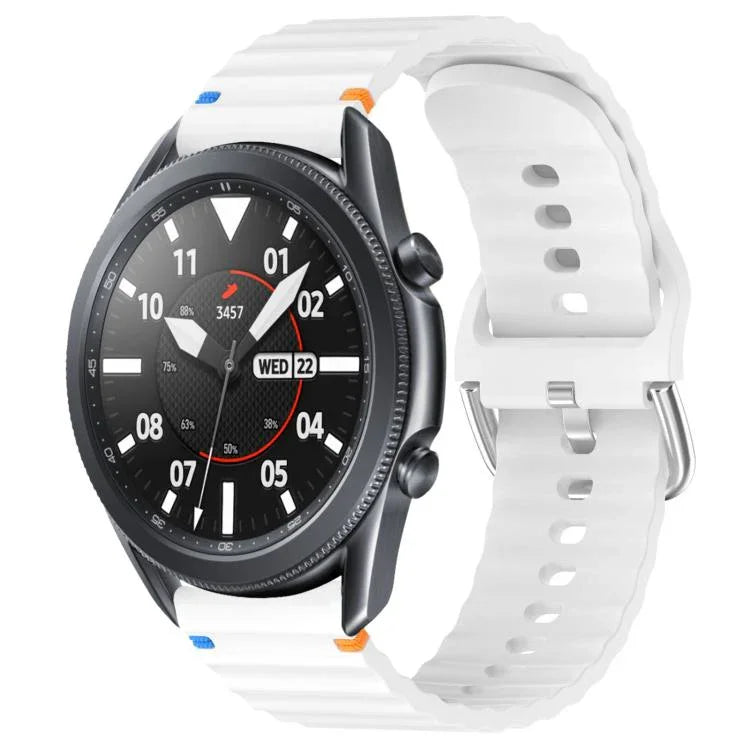 สายรัดนาฬิกาซิลิโคนลายคลื่นเย็บขนาด 22 มม. สำหรับ Samsung Galaxy Watch 3 45mm