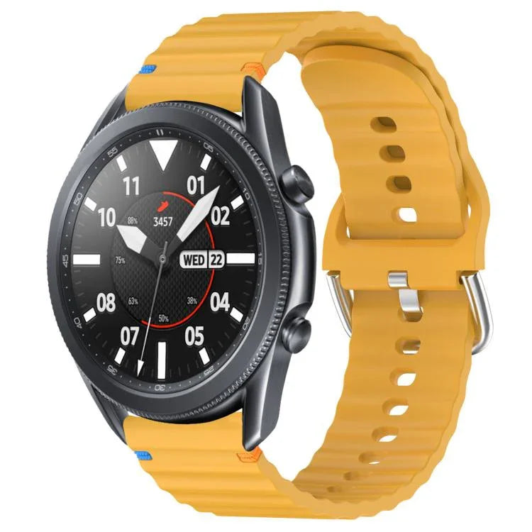 สายรัดนาฬิกาซิลิโคนลายคลื่นเย็บขนาด 22 มม. สำหรับ Samsung Galaxy Watch 3 45mm