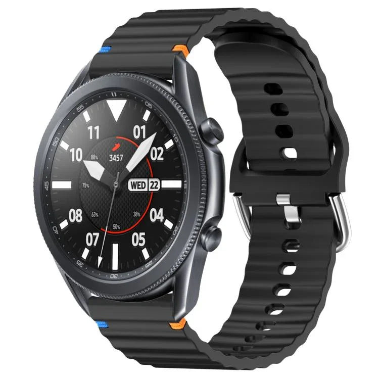 สายรัดนาฬิกาซิลิโคนลายคลื่นเย็บขนาด 22 มม. สำหรับ Samsung Galaxy Watch 3 45mm