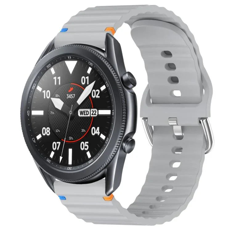 สายรัดนาฬิกาซิลิโคนลายคลื่นเย็บขนาด 22 มม. สำหรับ Samsung Galaxy Watch 3 45mm