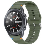 สายรัดนาฬิกาซิลิโคนลายคลื่นเย็บขนาด 22 มม. สำหรับ Samsung Galaxy Watch 3 45mm