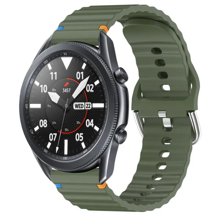 สายรัดนาฬิกาซิลิโคนลายคลื่นเย็บขนาด 22 มม. สำหรับ Samsung Galaxy Watch 3 45mm