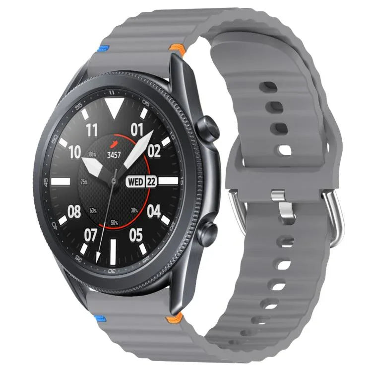 สายรัดนาฬิกาซิลิโคนลายคลื่นเย็บขนาด 22 มม. สำหรับ Samsung Galaxy Watch 3 45mm