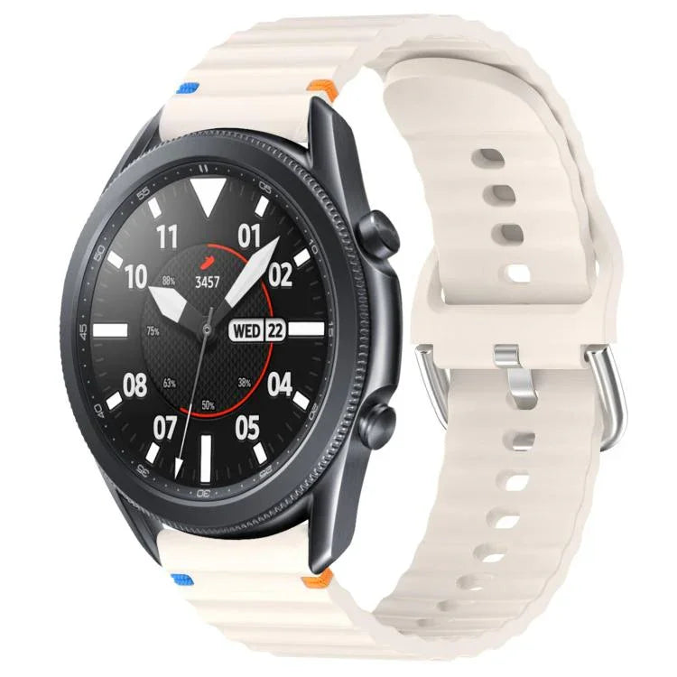 สายรัดนาฬิกาซิลิโคนลายคลื่นเย็บขนาด 22 มม. สำหรับ Samsung Galaxy Watch 3 45mm