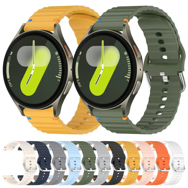 สายรัดนาฬิกาซิลิโคนลายคลื่นเย็บขนาด 20 มม. สำหรับ Samsung Galaxy Watch 7 40 / 44mm