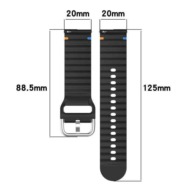 สายรัดนาฬิกาซิลิโคนลายคลื่นเย็บขนาด 20 มม. สำหรับ Samsung Galaxy Watch 7 40 / 44mm