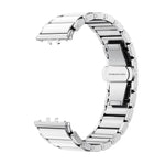 สายรัดนาฬิกาโลหะเซรามิกสีขาวหัวเข็มขัดผีเสื้อ สำหรับ Samsung Galaxy Fit 3