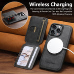 เคสหนังลายหนังวัว Suteni M3 พร้อมกระเป๋าใส่บัตร MagSafe สำหรับ iPhone 13 Pro Max, สำหรับ iPhone 13 Pro, สำหรับ iPhone 13, สำหรับ iPhone 12, สำหรับ iPhone 12 Pro Max, สำหรับ iPhone 12 Pro