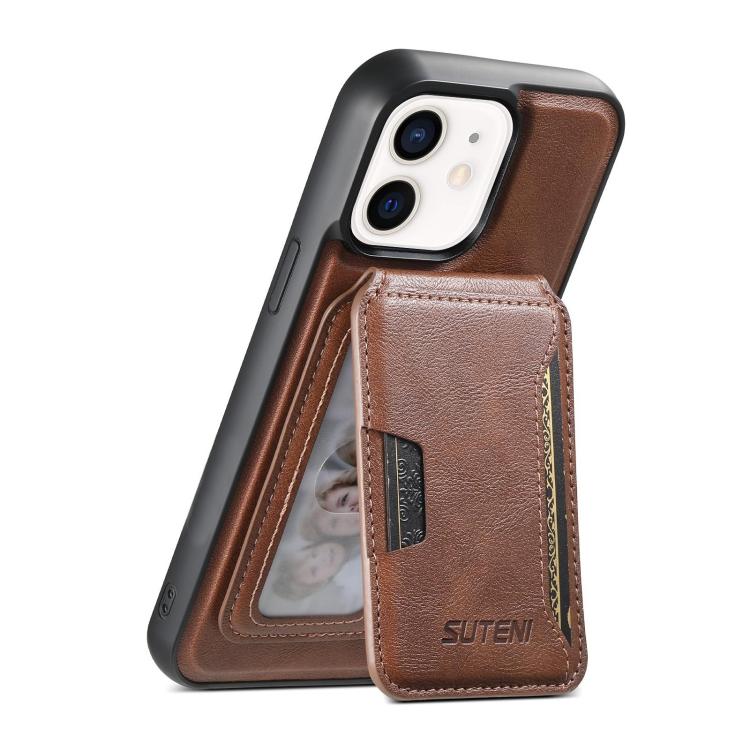 เคสหนังลายหนังวัว Suteni M3 พร้อมกระเป๋าใส่บัตร MagSafe สำหรับ iPhone 13 Pro Max, สำหรับ iPhone 13 Pro, สำหรับ iPhone 13, สำหรับ iPhone 12, สำหรับ iPhone 12 Pro Max, สำหรับ iPhone 12 Pro