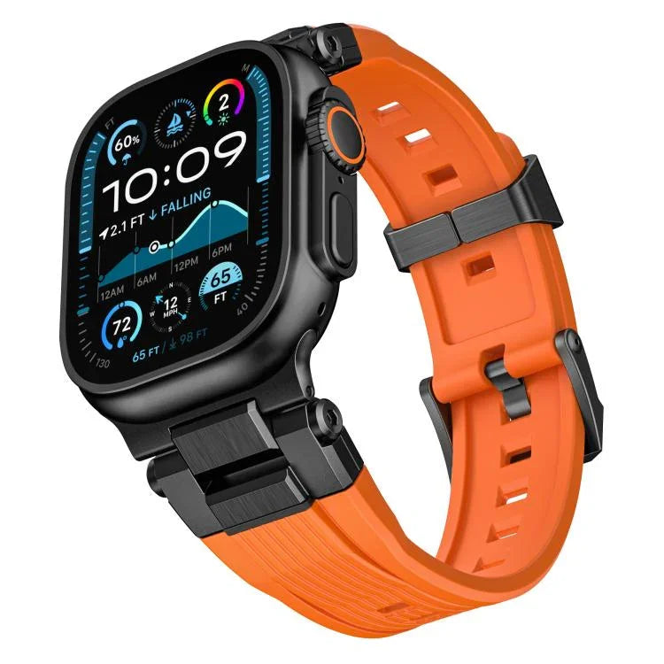 สายรัดนาฬิกา TPU ลายตั้งแนวเชื่อมต่อสแตนเลสสตีล สำหรับ Apple Watch 46mm / 49mm / 45mm / 44mm