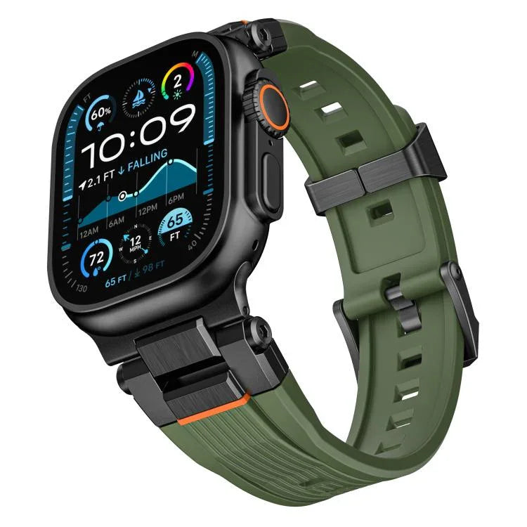 สายรัดนาฬิกา TPU ลายตั้งแนวเชื่อมต่อสแตนเลสสตีล สำหรับ Apple Watch 46mm / 49mm / 45mm / 44mm