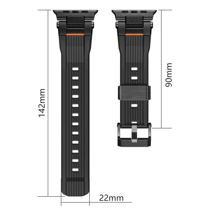 สายรัดนาฬิกา TPU ลายตั้งแนวเชื่อมต่อสแตนเลสสตีล สำหรับ Apple Watch 46mm / 49mm / 45mm / 44mm