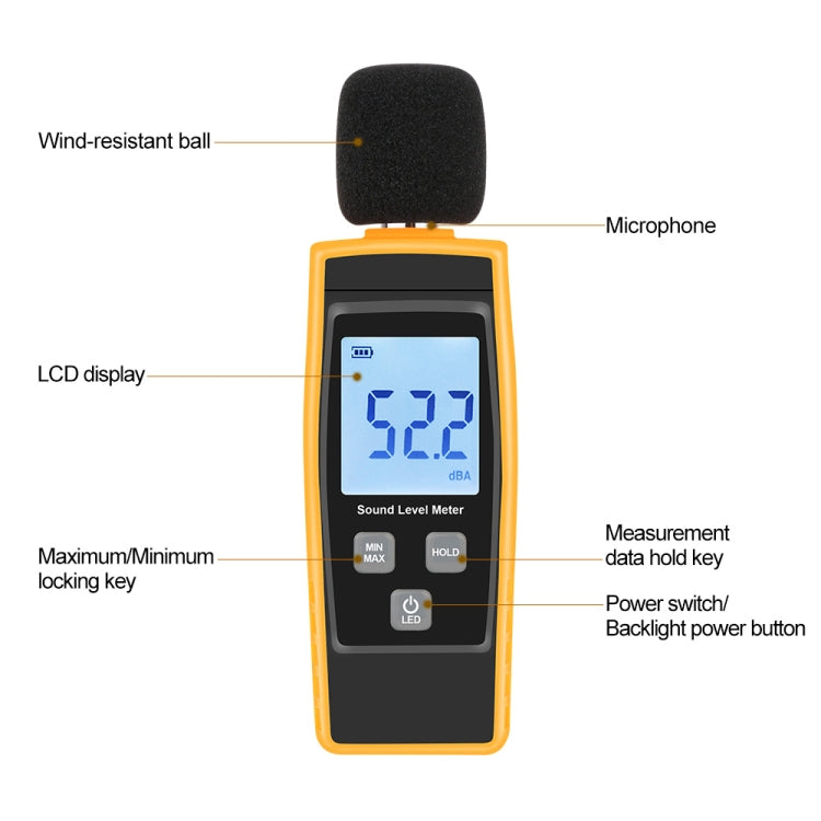RZ1359 เครื่องวัดระดับเสียงดิจิตอล DB เครื่องวัดเสียงรบกวนในเดซิเบล หน้าจอ LCD, RZ1359