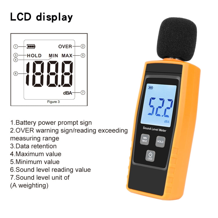 RZ1359 เครื่องวัดระดับเสียงดิจิตอล DB เครื่องวัดเสียงรบกวนในเดซิเบล หน้าจอ LCD, RZ1359