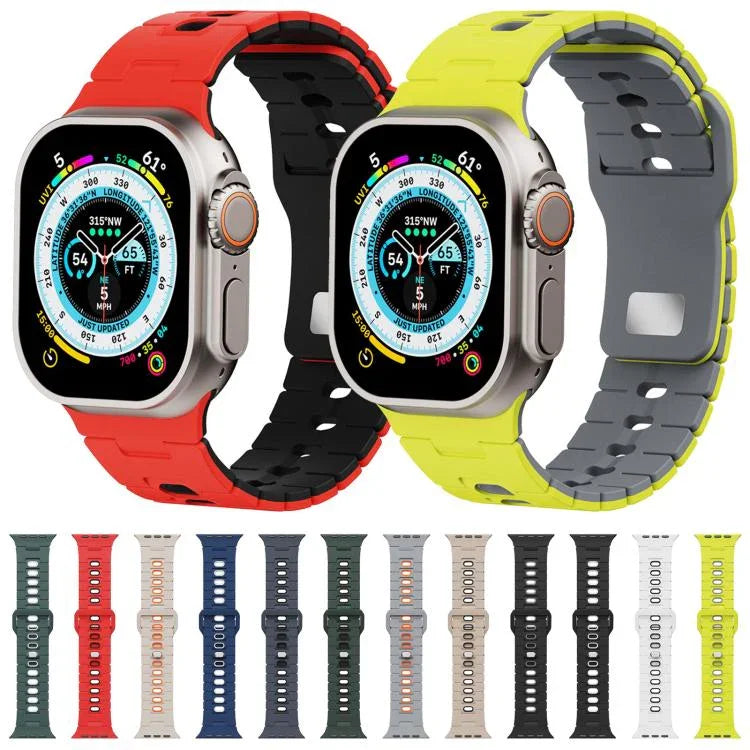 สายรัดนาฬิกาซิลิโคนสองสี สำหรับ Apple Watch 46 มม. / 49 มม. / 45 มม. / 44 มม., สำหรับ Apple Watch 42 มม. / 41 มม. / 40 มม. / 38 มม.